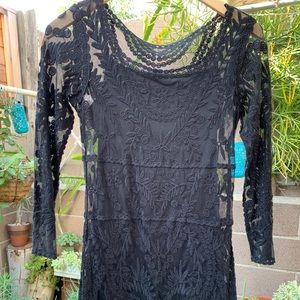 Sheer Lace Black Dress